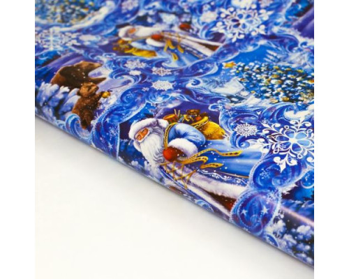 Бумага упаковочная глянцевая «Дедушка Мороз в лесу», 70 × 100 см