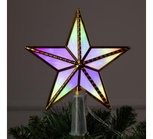 Светодиодная верхушка на ёлку «Звезда золотистая» 15 см, 10 LED, провод 2 метра, 220 В, свечение мульти