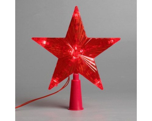 Светодиодная верхушка на ёлку «Звезда красная» 15 см, 10 LED, провод 2 метра, 220 В, свечение красное
