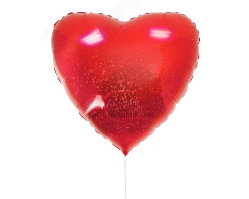 Шар фольгированный 18" «Сердце», голография, цвет красный