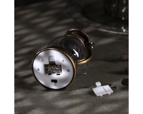 Светодиодная фигура «Золотистый фонарь» 8 × 12 × 6 см, пластик, батарейки AG13х3, свечение тёплое белое