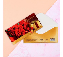 Конверт для денег «Поздравляем!» розы, 16.5 × 8 см