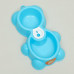 Миска двойная «Мишка» под бутылку, голубая, 24,5 х 19 х 4 см