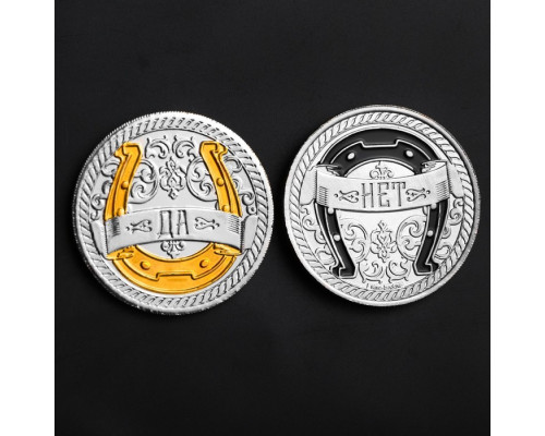 Монета с заливкой "Подкова", металл, сер-зол.