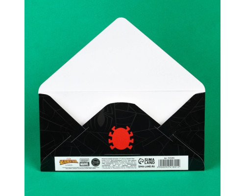 Открытка-конверт для денег, Человек Паук, 17х8,5 см