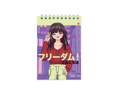 Блокнот А6, 40 листов на гребне Anime Freedoom, обложка ламинированный картон, МИКС
