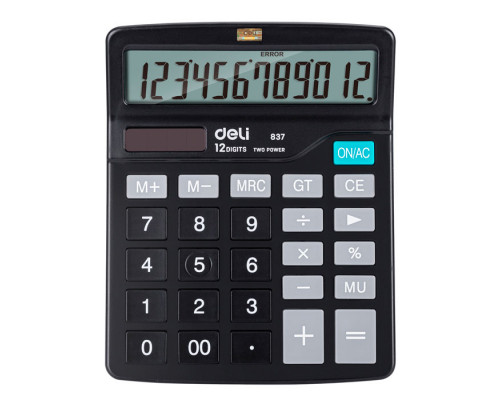 Калькулятор настольный DELI "E837" 12 разрядный, 150х120х52 мм, черный