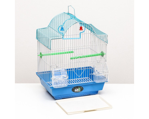 Клетка для птиц укомплектованная 30 х 23 х 39 см, синяя