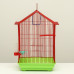 Клетка для птиц большая, крыша-домик (с наполнением), 35 х 28 х 53 см, зеленый