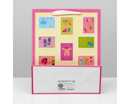 Пакет ламинированный, 26 x 32 x 12 см, цвет розовый