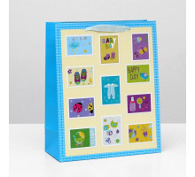 Пакет ламинированный, 26 x 32 x 12 см, цвет голубой