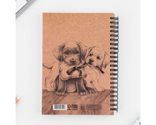 Скетчбук А5, 80 листов твердая обложка «Собаки».