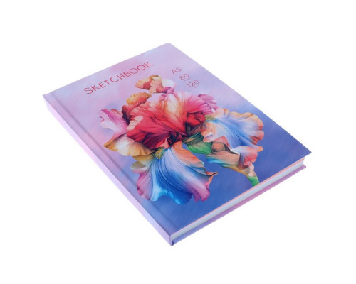 Скетчбук А5, 80 листов "Цветы", твёрдая обложка, матовая ламинация, выборочный лак, цветной блок 120 г/м2