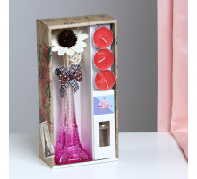 Набор подарочный "Эйфелева башня"(ваза, палочки с декором, свечи, аромамасло), сакура