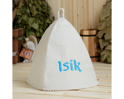Шапка для бани с вышивкой "Isik"