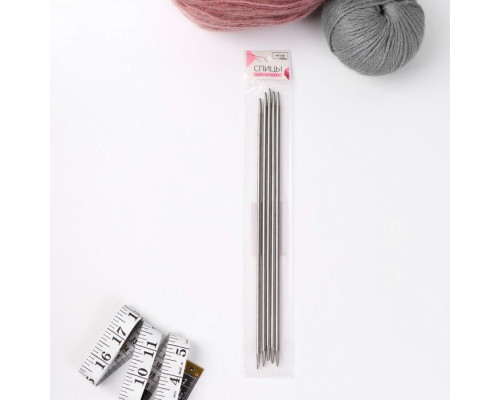 Спицы для вязания, чулочные, d = 4 мм, 25 см, 5 шт