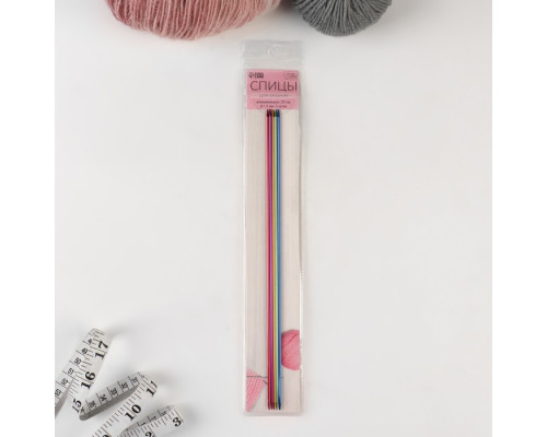 Спицы для вязания, чулочные, из алюминия, d = 2 мм, 25 см, 5 шт, цвет МИКС