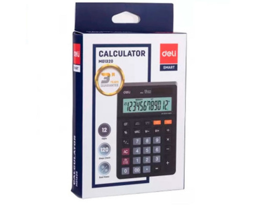 Калькулятор настольный DELI "M01320" 12 разрядный, 149х104х26,6 мм, черный