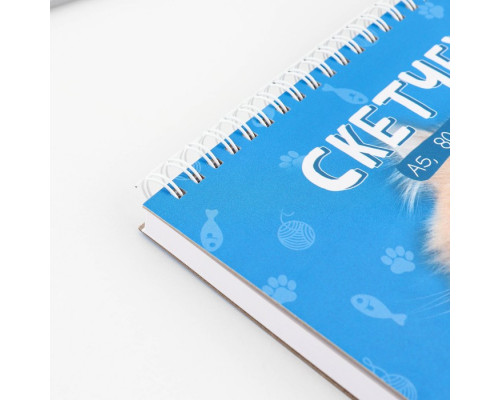 Скетчбук А5, 80 листов твердая обложка «Кот».