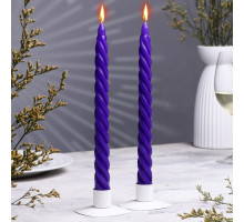 Набор свечей витых, 2,2х 25 см, лакированная 2 штуки, фиолетовый