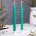 Набор свечей витых, 2,2х 25 см, лакированная 2 штуки, зелёный