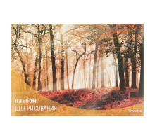 Альбом для рисования А4, 40 листов на скрепке "Лес осенью", обложка мелованный картон, блок 100 г/м²