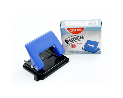 Дырокол "DINGLI", металлический, 20 листов, с линейкой, цвет синий, в картонной упаковке