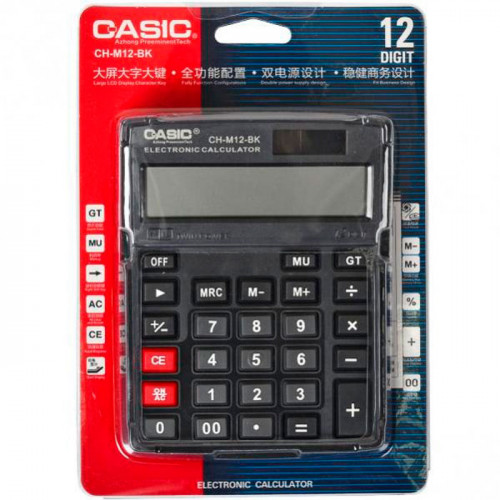 Калькулятор настольный "QASIC", CH - M12 - BK, 12-разрядный, чёрный