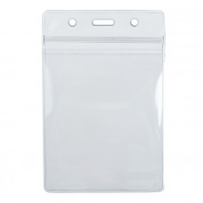 Бейдж-карман вертикальный, (внешний 110 х 70 мм), внутренний 80 х 65 мм, 20 мкр, с защёлкой зип