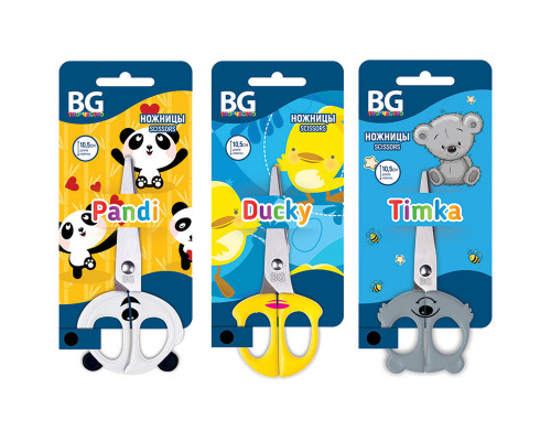 Ножницы детские "BG", 10,5см, нержавеющая сталь, серия "Timka, Ducky, Pandi", в блистере