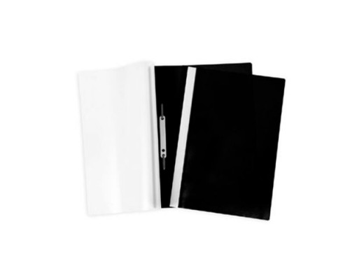 Папка-скоросшиватель пластиковая "Hatber", А4, 100/120мкм, перфорация, прозрачный верх, цвет чёрный