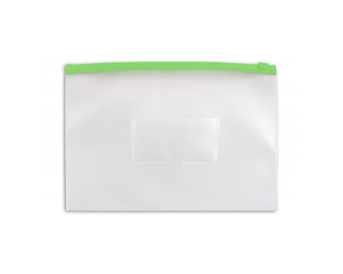 Папка-конверт на молнии ZIP А5 с отделом для визитки, зеленая молния