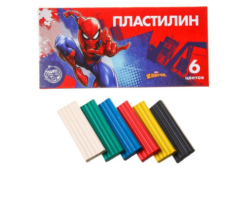 Пластилин 6 цветов 90 г «Супергерой», Человек-паук