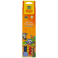 Карандаши "Мульти-Пульти", 6 цветов, серия "Зоопарк", рисунок на корпусе, в картонной упаковке