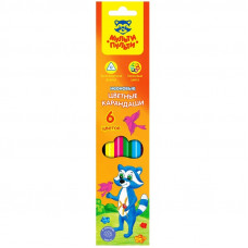 Карандаши "Мульти-Пульти", 6 цветов, серия "Енот на лужайке", неоновые, в картонной упаковке