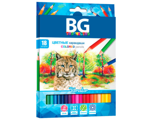 Карандаши "BG", 18 цветов, серия "Forester", в картонной упаковке