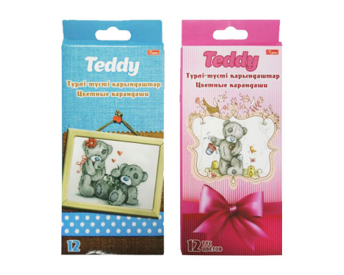 Карандаши цветные "Teddy", 12 цветов, заточенные, пластиковые