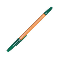 Ручка шариковая 0,7 мм, зеленая, корпус оранжевый с зеленым колпачком