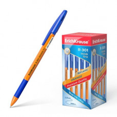 Ручка шариковая Erich Krause R-301 Orange Stick & Grip, узел 0.7 мм, чернила синие, резиновый упор