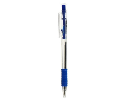 Ручка шариковая, автоматическая, 0.7 мм, корпус прозрачный, стержень синий, с резиновым держателем