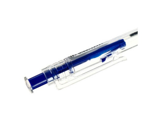Ручка шариковая, автоматическая, 0.7 мм, корпус прозрачный, стержень синий, с резиновым держателем