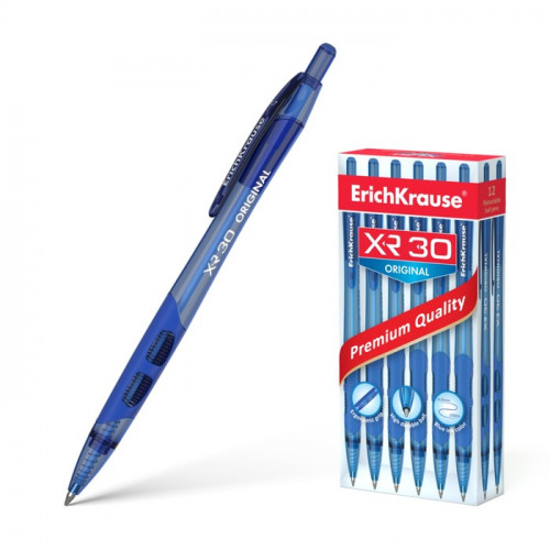 Ручка шариковая автоматическая XR-30, узел 0.7 мм, чернила синие, резиновый упор