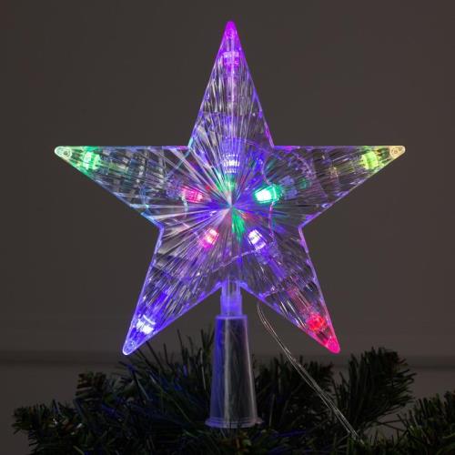 Светодиодная верхушка на ёлку «Звезда белая» 16 см, 10 LED, провод 2 метра, 220 В, свечение мульти