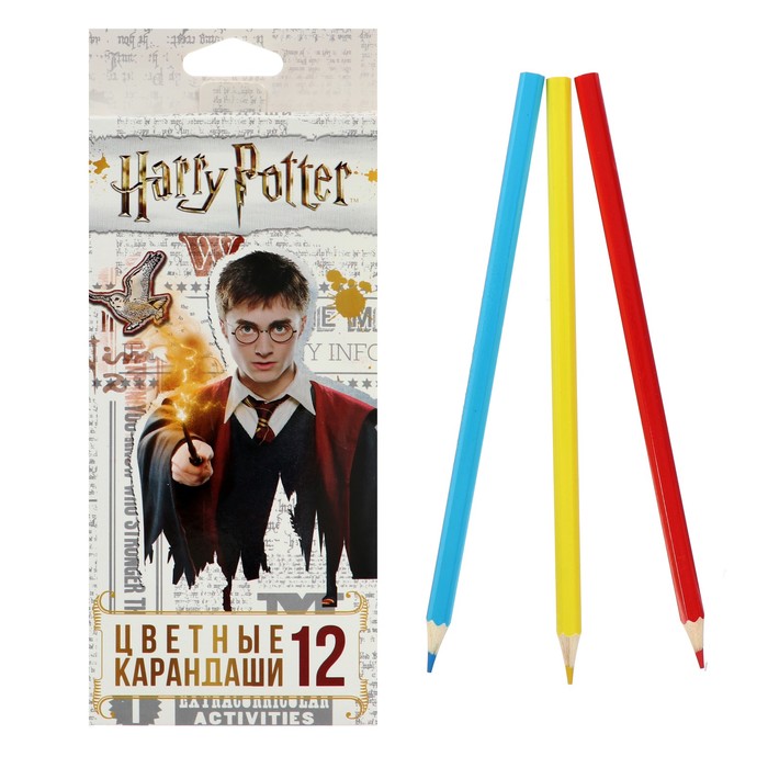 Карандаши Hatber VK, 12 цветов, серия Гарри Поттер №2, в картонной упаковке
