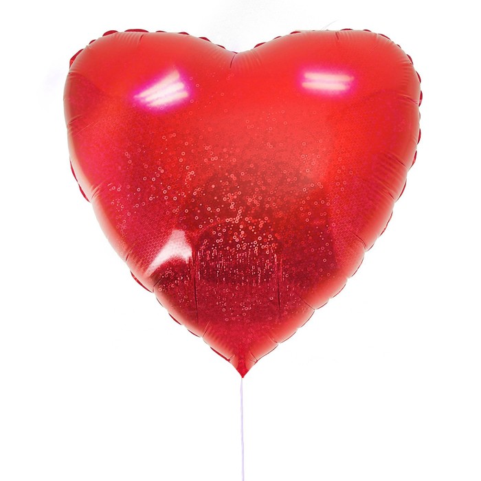 Шар фольгированный 18 «Сердце», голография, цвет красный