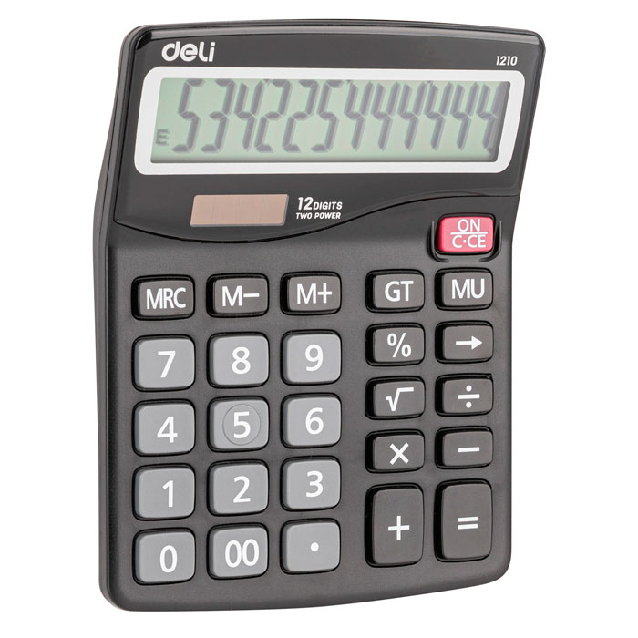 Калькулятор настольный DELI 1210 12 разрядный, 157х120,4х46,2 мм, черный