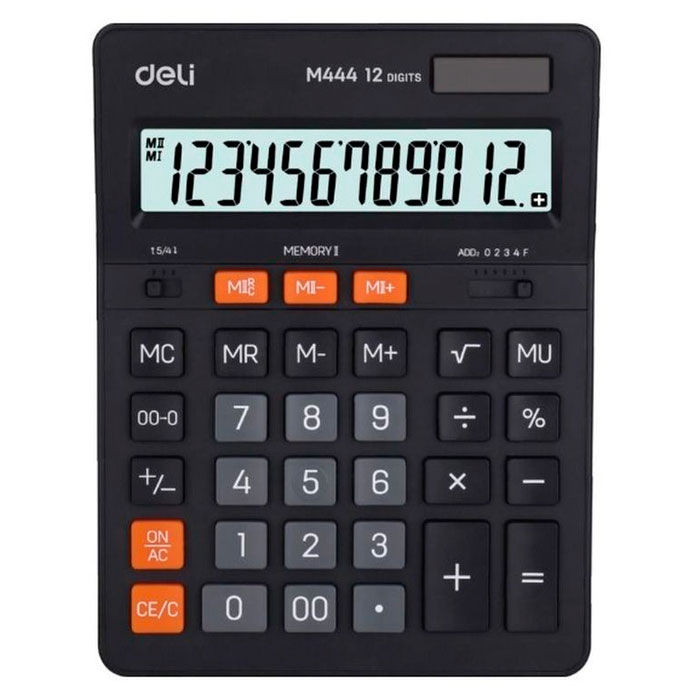 Калькулятор настольный DELI М444 12 разрядный, 205х155х35 мм, черный