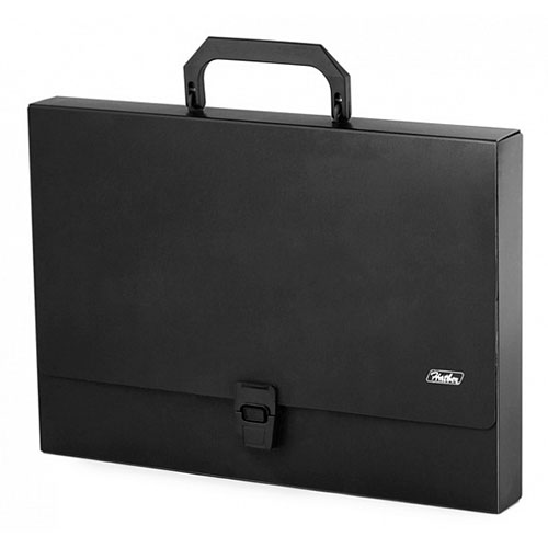 Папка-портфель пластиковый Hatber, А4, 1000мкм, серия Standard, цвет черный