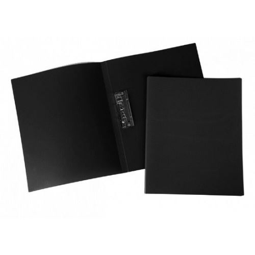 Папка пластиковая Hatber, А4, 500мкм, 14мм, металлический зажим, серия Line - Чёрная