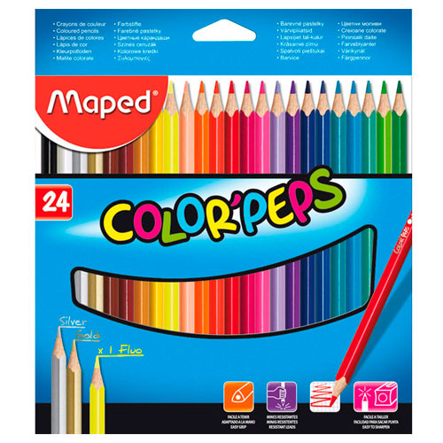 Карандаши цветные COLOR' PEPS, 24 цвета, Maped